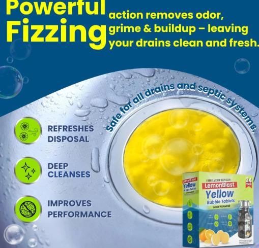 Kitchen & Bathroom Lemon Fresh Deep Cleaning Bubble Tablets – 24 Pack