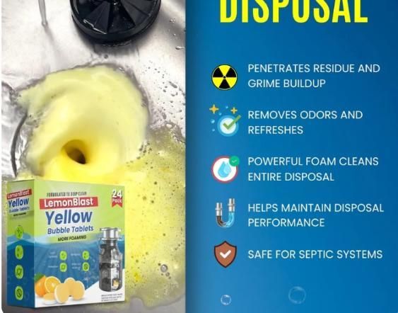 Kitchen & Bathroom Lemon Fresh Deep Cleaning Bubble Tablets – 24 Pack