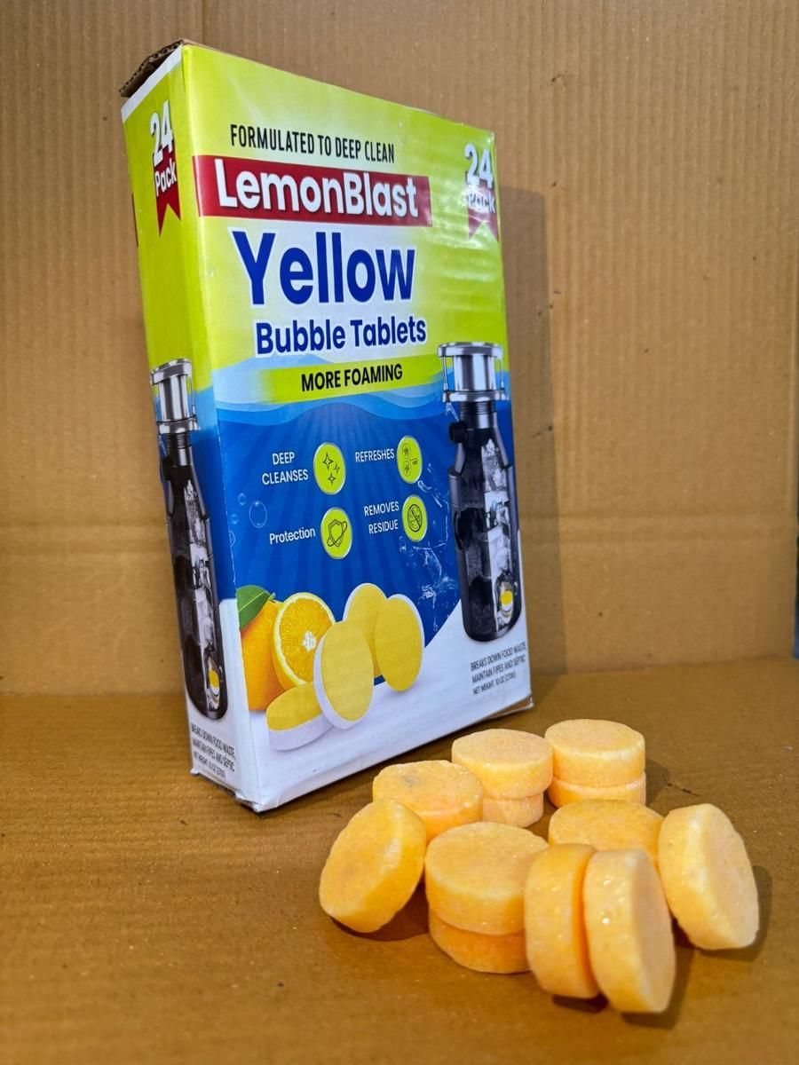 Kitchen & Bathroom Lemon Fresh Deep Cleaning Bubble Tablets – 24 Pack